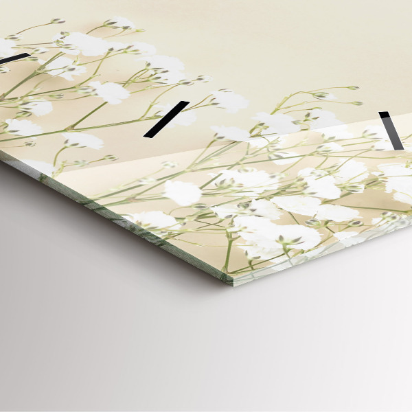 Štvorcové hodiny Kvitnúce kvety gypsomilky