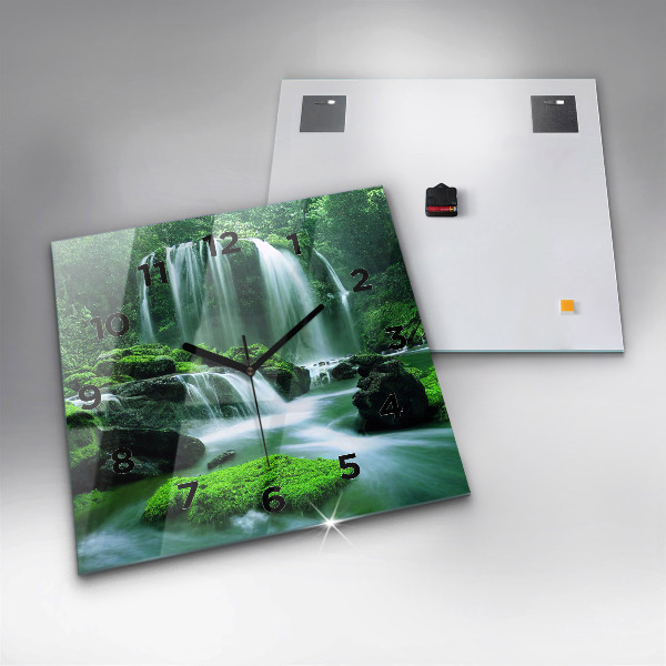 Štvorcové hodiny Vodopád medzi machom