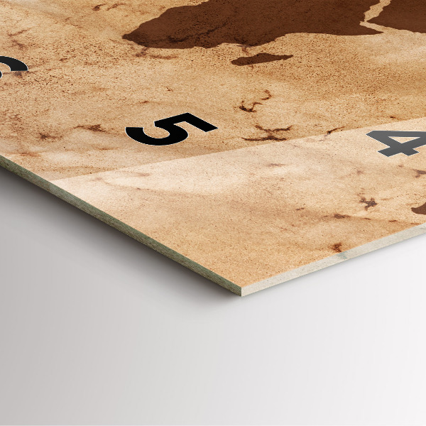 Štvorcové hodiny Vintage mapa sveta