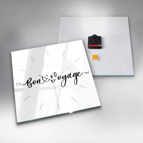 Štvorcové hodiny Nápis Bon voyage