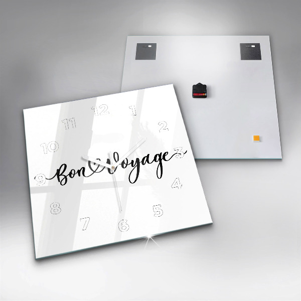 Štvorcové hodiny Nápis Bon voyage