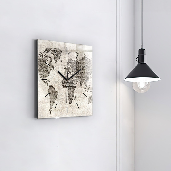 Štvorcové hodiny Mapa sveta v novinách