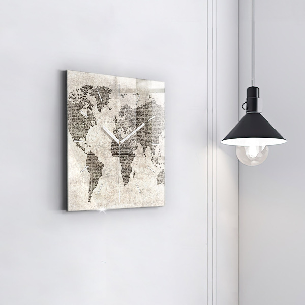 Štvorcové hodiny Mapa sveta v novinách