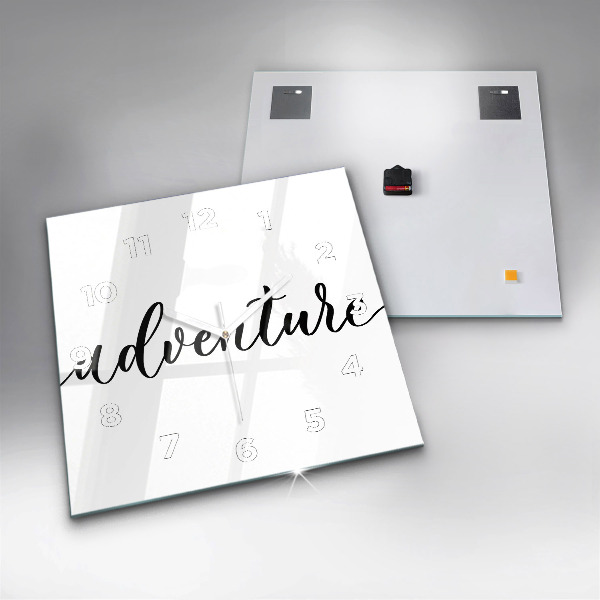 Štvorcové hodiny Dobrodružný nápis