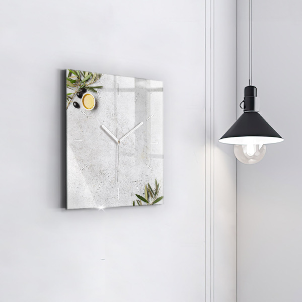 Štvorcové hodiny Minimalistické olivy