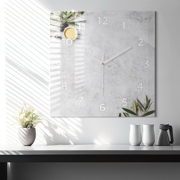 Štvorcové hodiny Minimalistické olivy