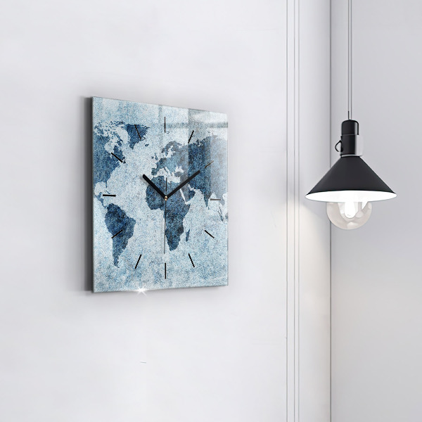 Štvorcové hodiny Maľovaná mapa sveta