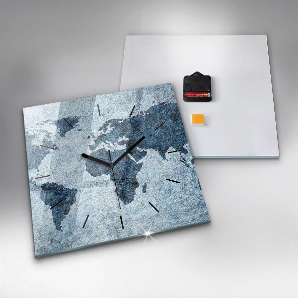 Štvorcové hodiny Maľovaná mapa sveta