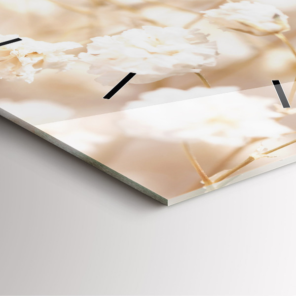 Štvorcové hodiny Malé biele kvety