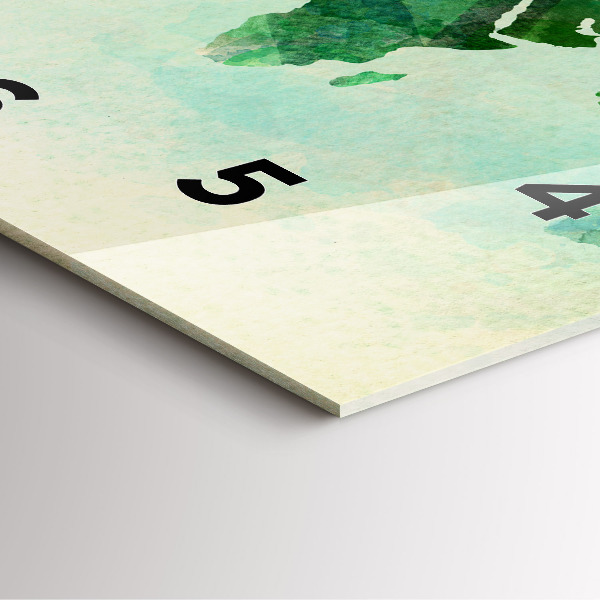 Štvorcové hodiny Akvarelová mapa sveta