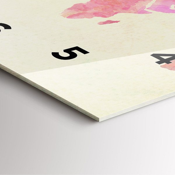 Štvorcové hodiny Akvarelová mapa sveta