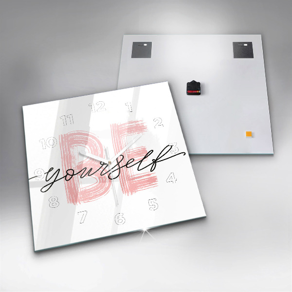 Štvorcové hodiny Nápis Buď sám sebou