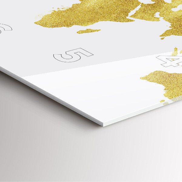 Štvorcové hodiny Zlatá mapa sveta