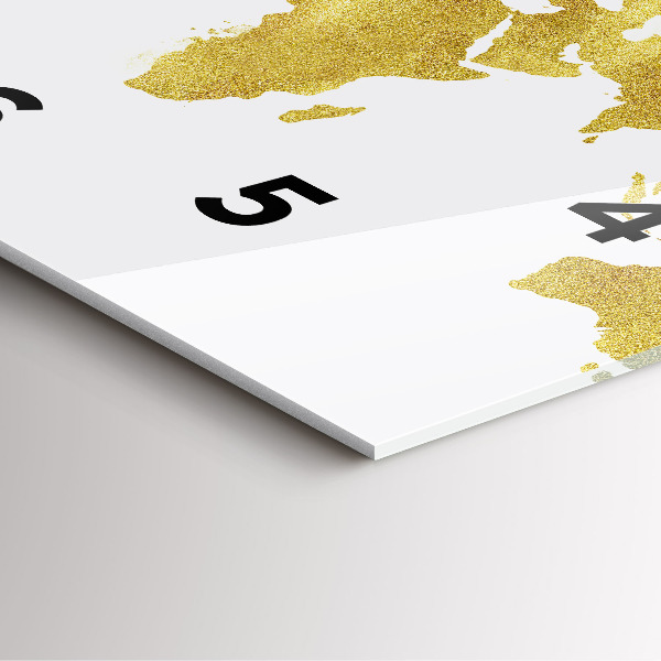 Štvorcové hodiny Zlatá mapa sveta