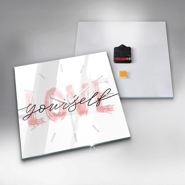 Štvorcové hodiny Nápis Milujte sa