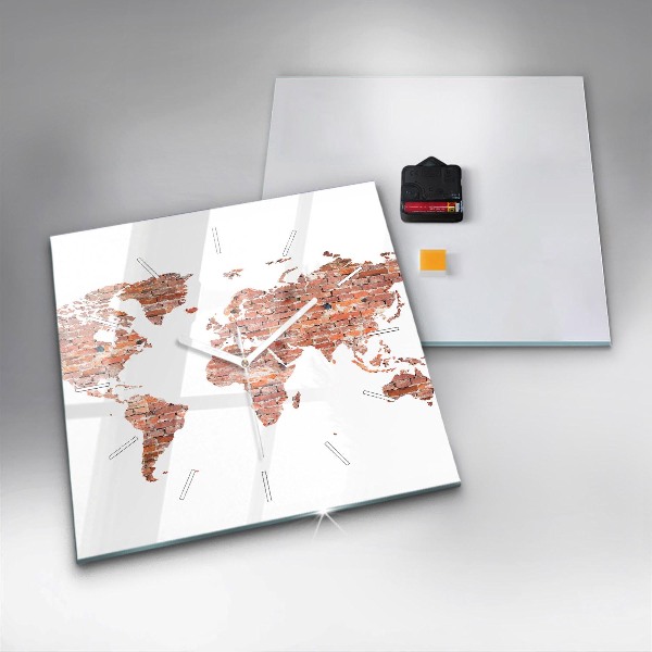 Štvorcové hodiny Stará tehlová mapa