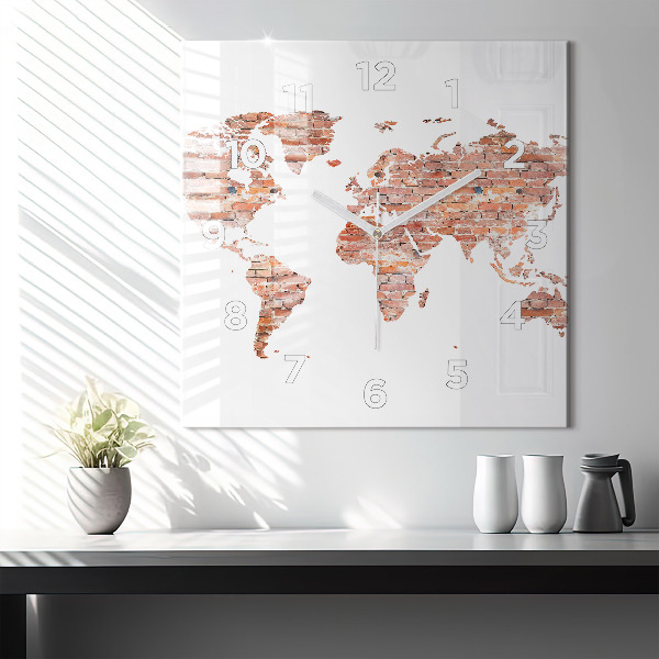 Štvorcové hodiny Stará tehlová mapa