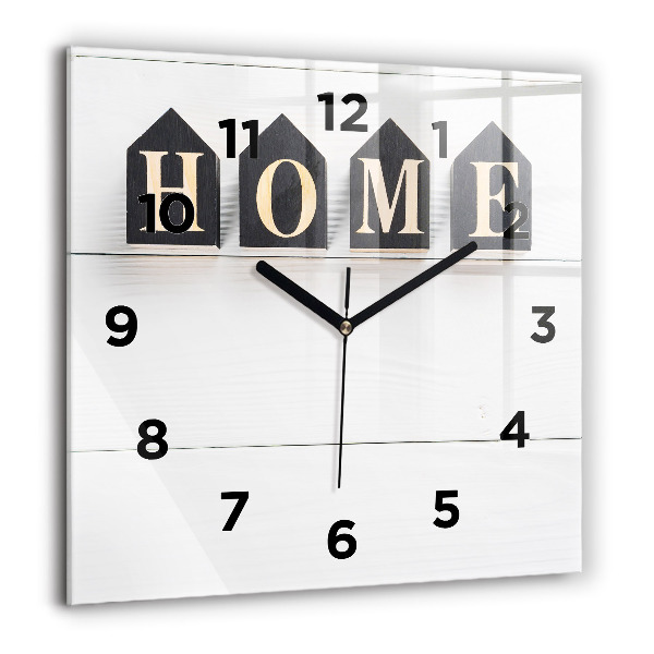 Štvorcové hodiny Domový nápis