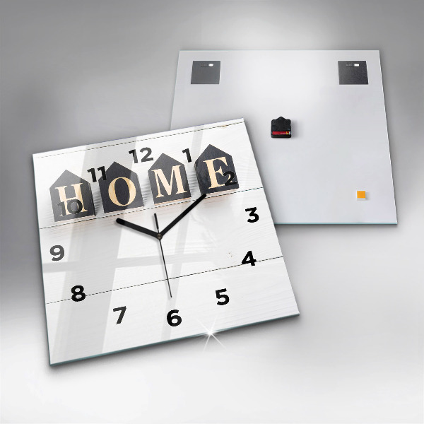 Štvorcové hodiny Domový nápis