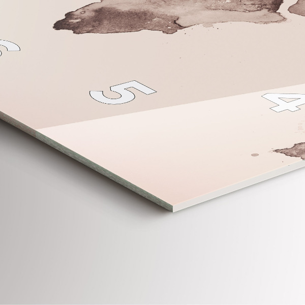 Štvorcové hodiny Akvarelová mapa sveta