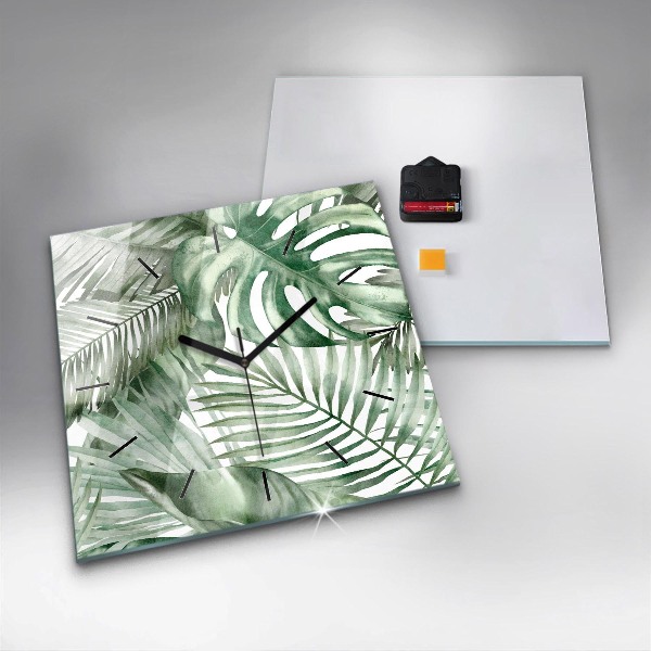 Štvorcové hodiny Maľované listy rastlín