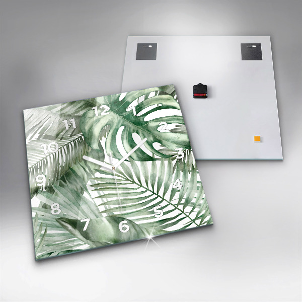 Štvorcové hodiny Maľované listy rastlín