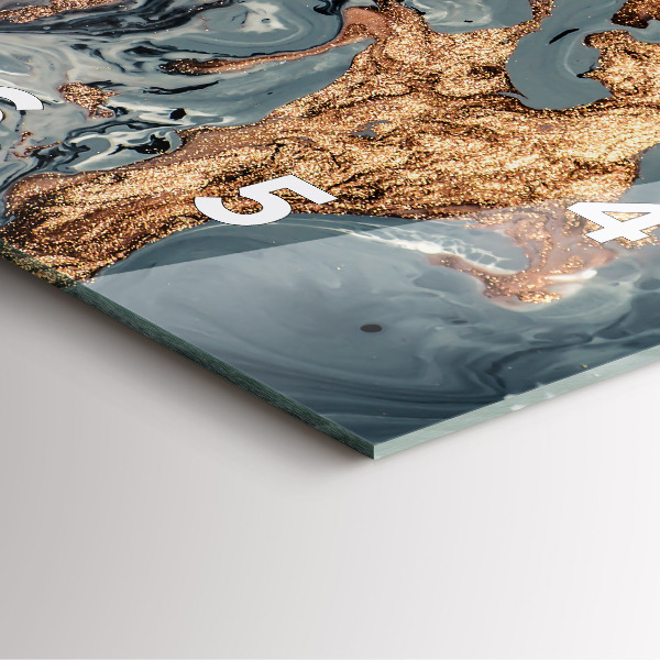 Štvorcové hodiny Mramorová zlatá abstrakcia