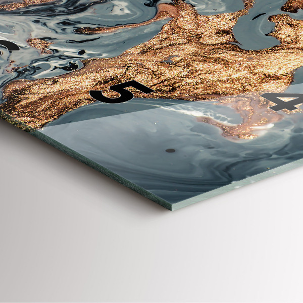 Štvorcové hodiny Mramorová zlatá abstrakcia