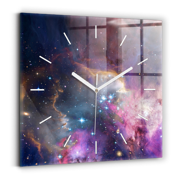 Štvorcové hodiny Galaxia a hviezdy