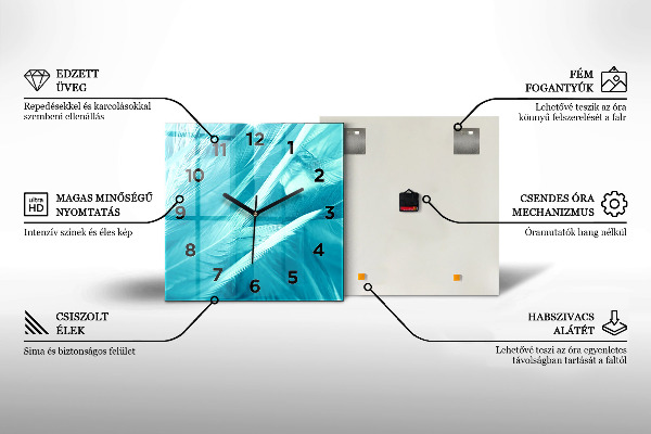 Štvorcové hodiny Zlaté tropické listy