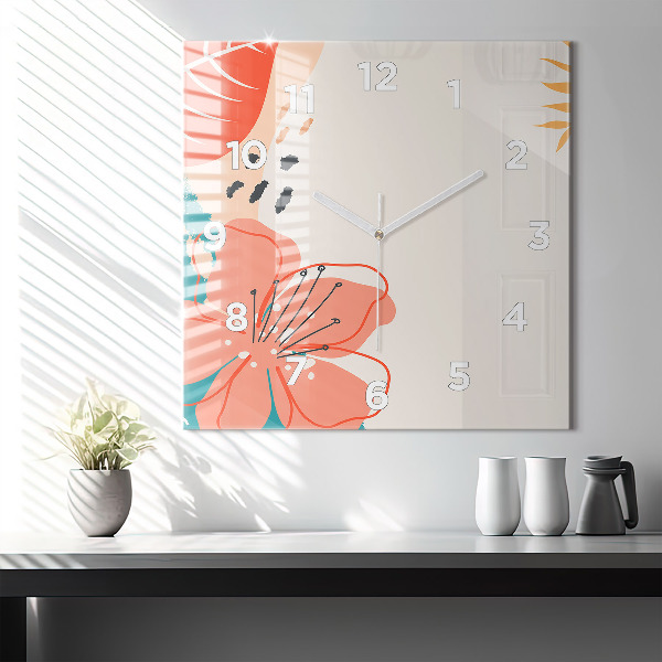 Štvorcové hodiny Havajské rastliny