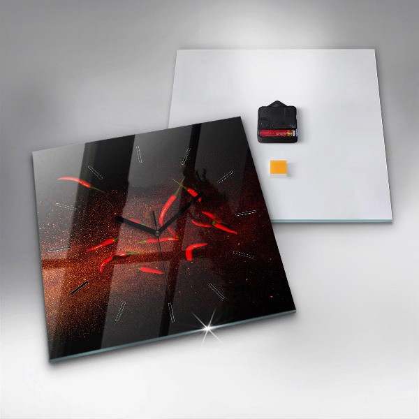 Štvorcové hodiny Chilli papričky