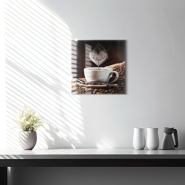 Štvorcové hodiny Šálka kávy