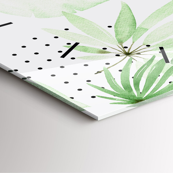 Štvorcové hodiny Zelené listy