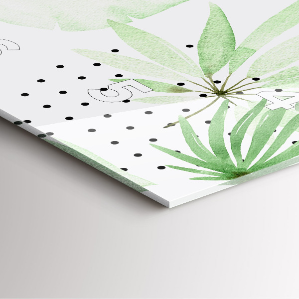 Štvorcové hodiny Zelené listy