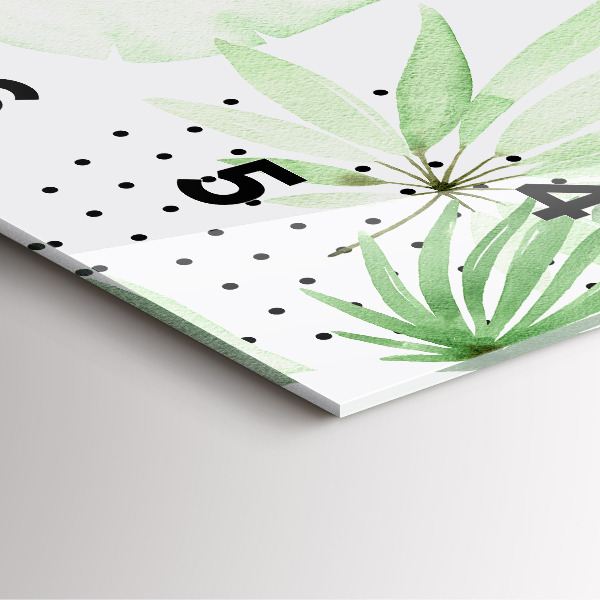 Štvorcové hodiny Zelené listy