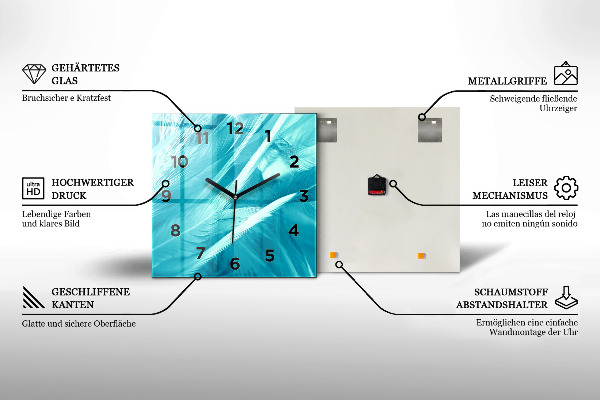 Štvorcové hodiny Strieborná abstrakcia