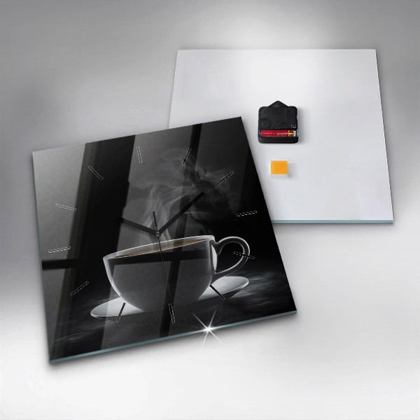 Štvorcové hodiny Šálka čiernej kávy