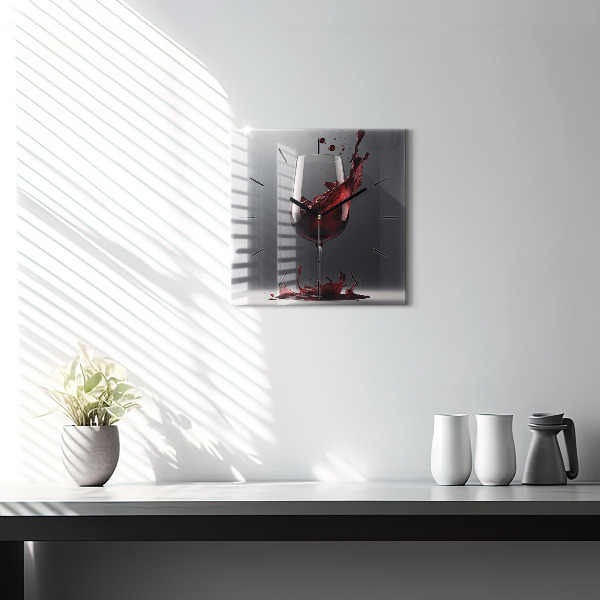 Štvorcové hodiny Pohárik červeného vína