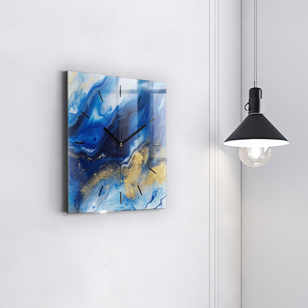 Štvorcové hodiny Modrý mramor