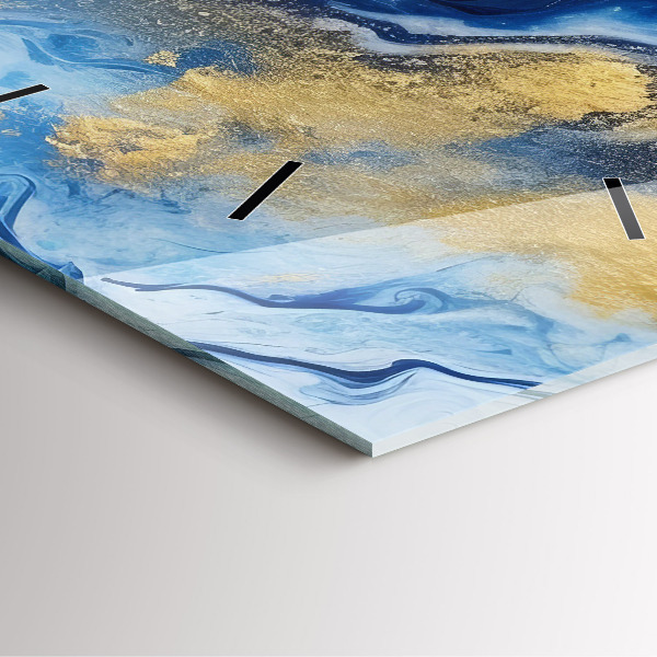 Štvorcové hodiny Modrý mramor