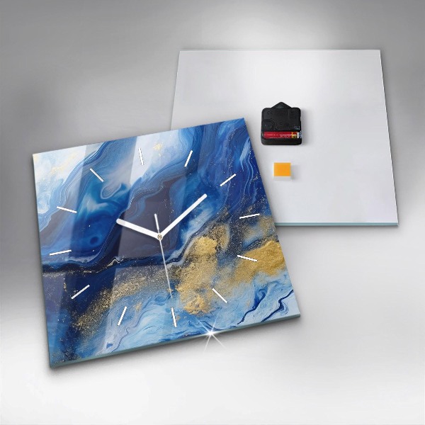 Štvorcové hodiny Modrý mramor