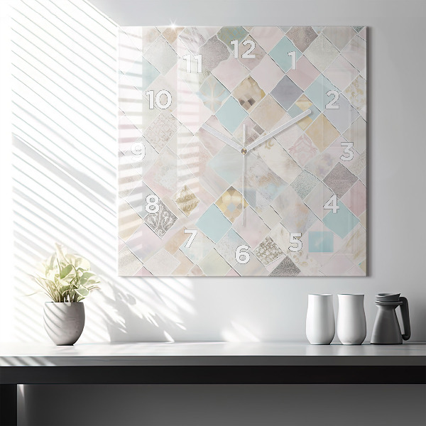 Štvorcové hodiny Farebné dlaždice
