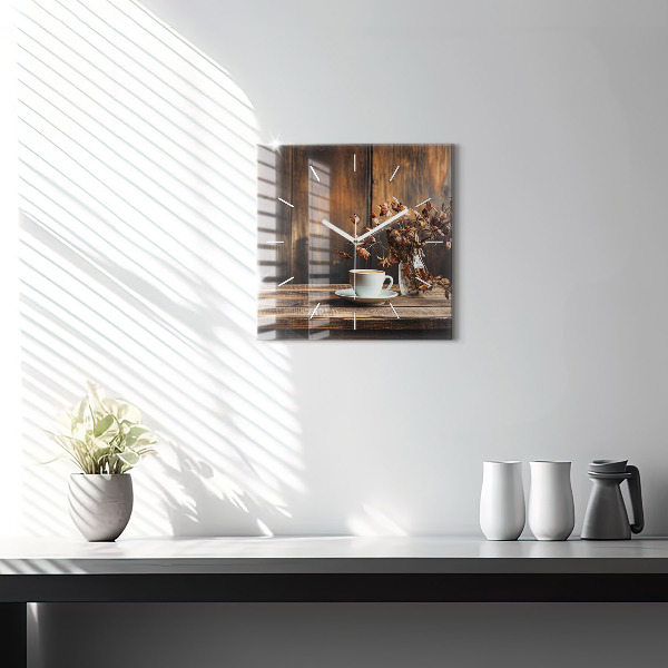 Štvorcové hodiny Šálka kávy