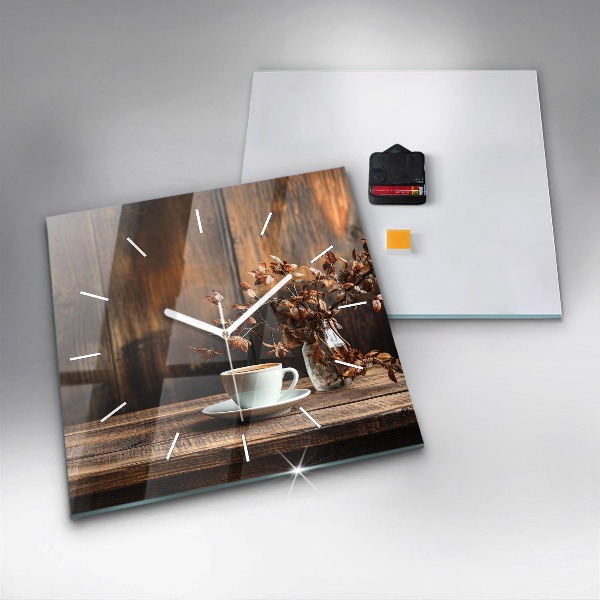 Štvorcové hodiny Šálka kávy