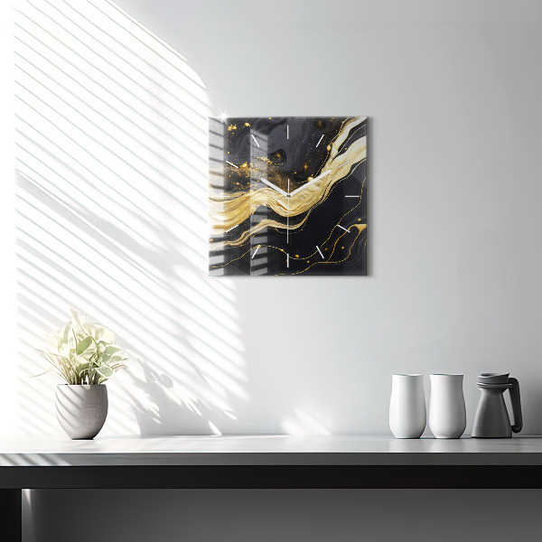 Štvorcové hodiny Zlatý mramor