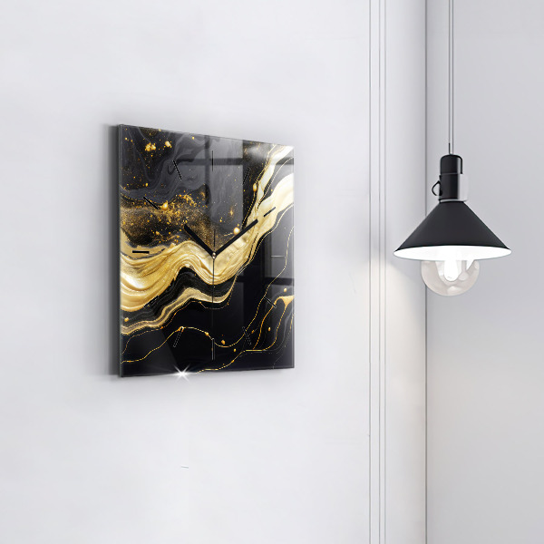 Štvorcové hodiny Zlatý mramor