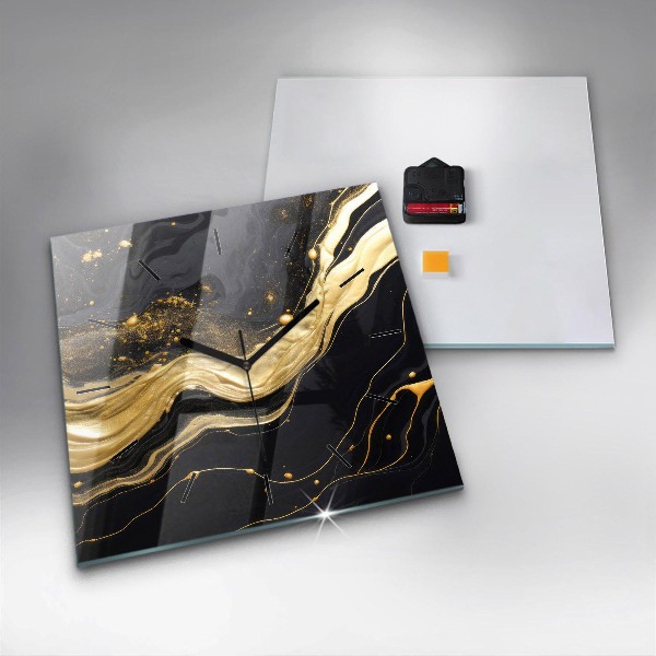 Štvorcové hodiny Zlatý mramor