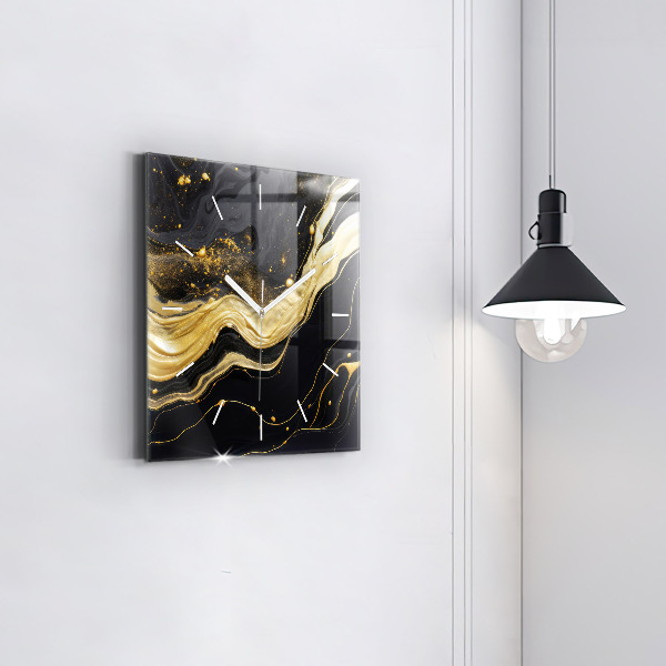 Štvorcové hodiny Zlatý mramor