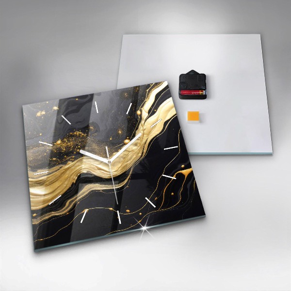 Štvorcové hodiny Zlatý mramor